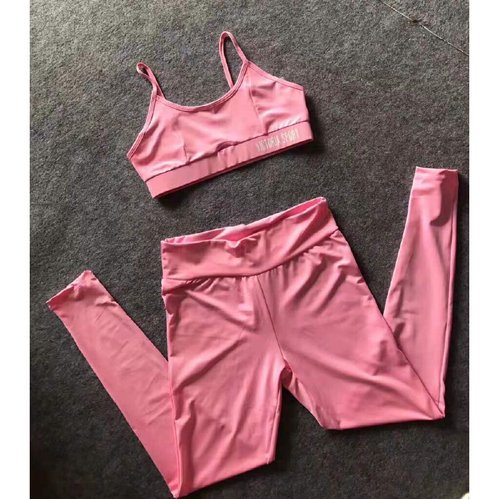 Victoria's Secret Pink Sports Bra + Leggings set, Women's Fashion