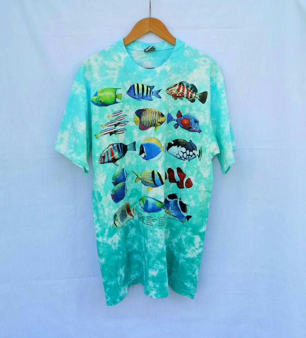 Tropical Fish T Shirt Mens Size XL Vintage 90s Coral Reef Sea Ocean Made In  USA