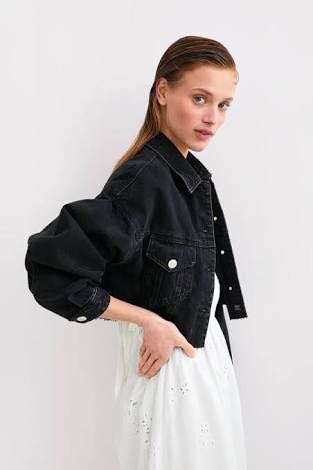 Zara Cropped Denim Jacket, Women's 