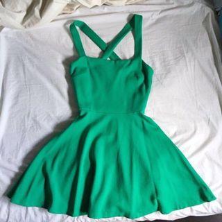 Zara - A-Line Green Cross Back Dress