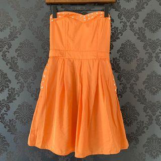Orange strapless dress