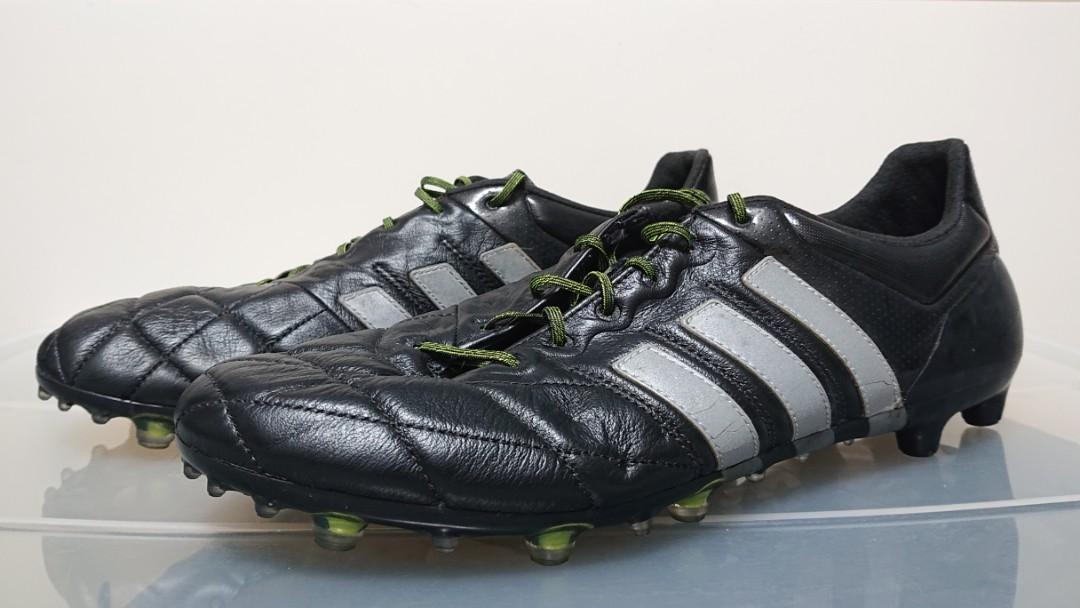Adidas ACE 15.1 Leather FG AG Soccer Cleats Black Metallic Silver Solar Yellow Men s Fashion Footwear Sneakers on Carousell