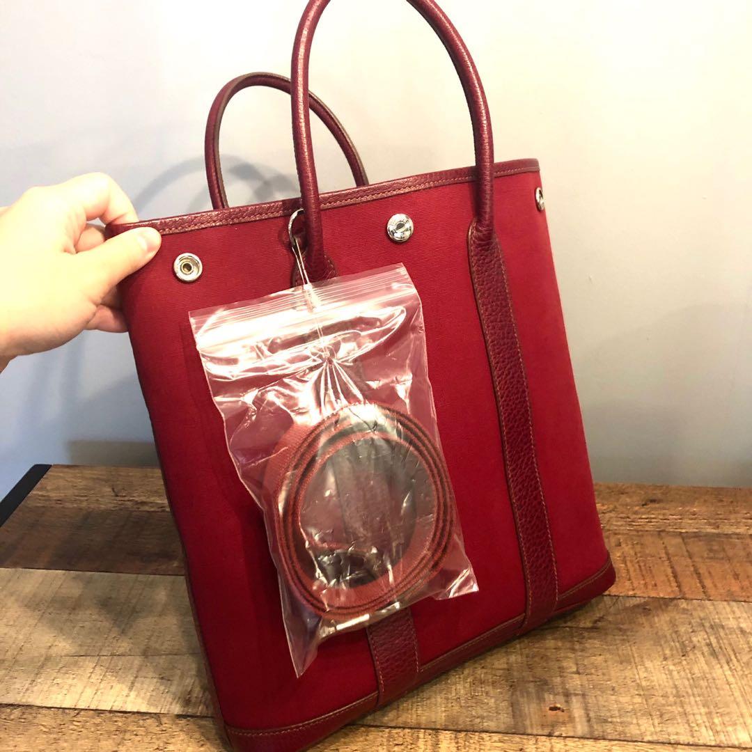 Garden file leather tote Hermès Burgundy in Leather - 32252555