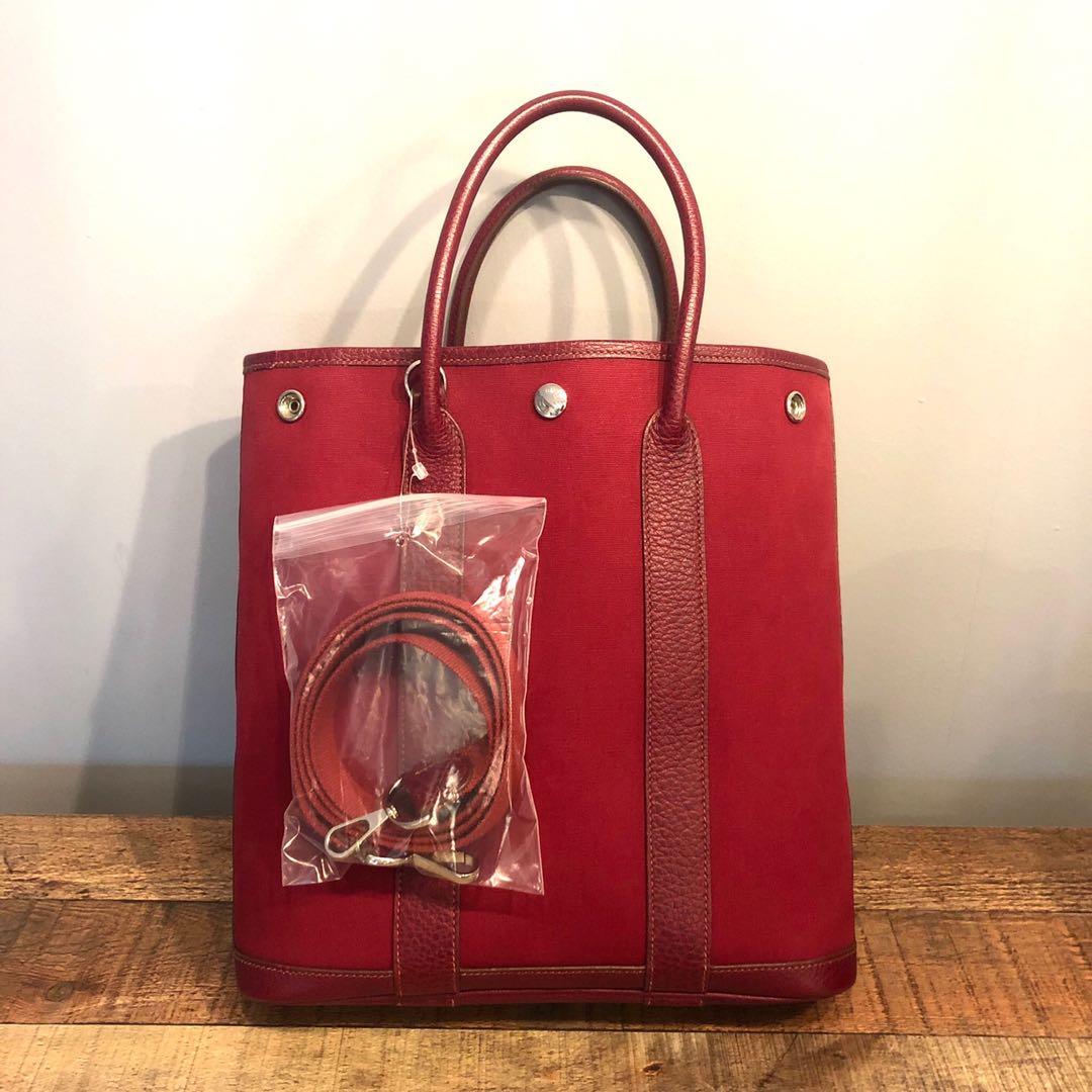 Garden file leather tote Hermès Burgundy in Leather - 32252555