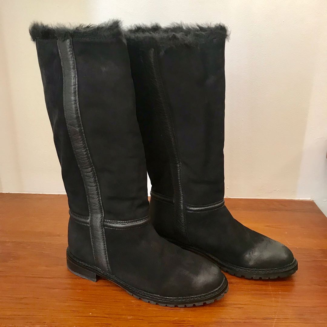 ladies black tall boots
