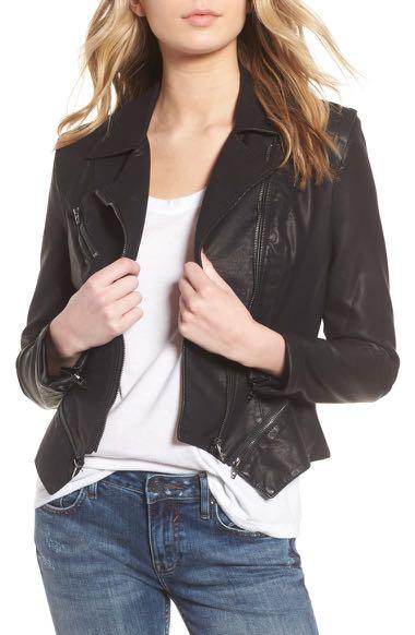 Blanknyc denim faux leather moto jacket cheap