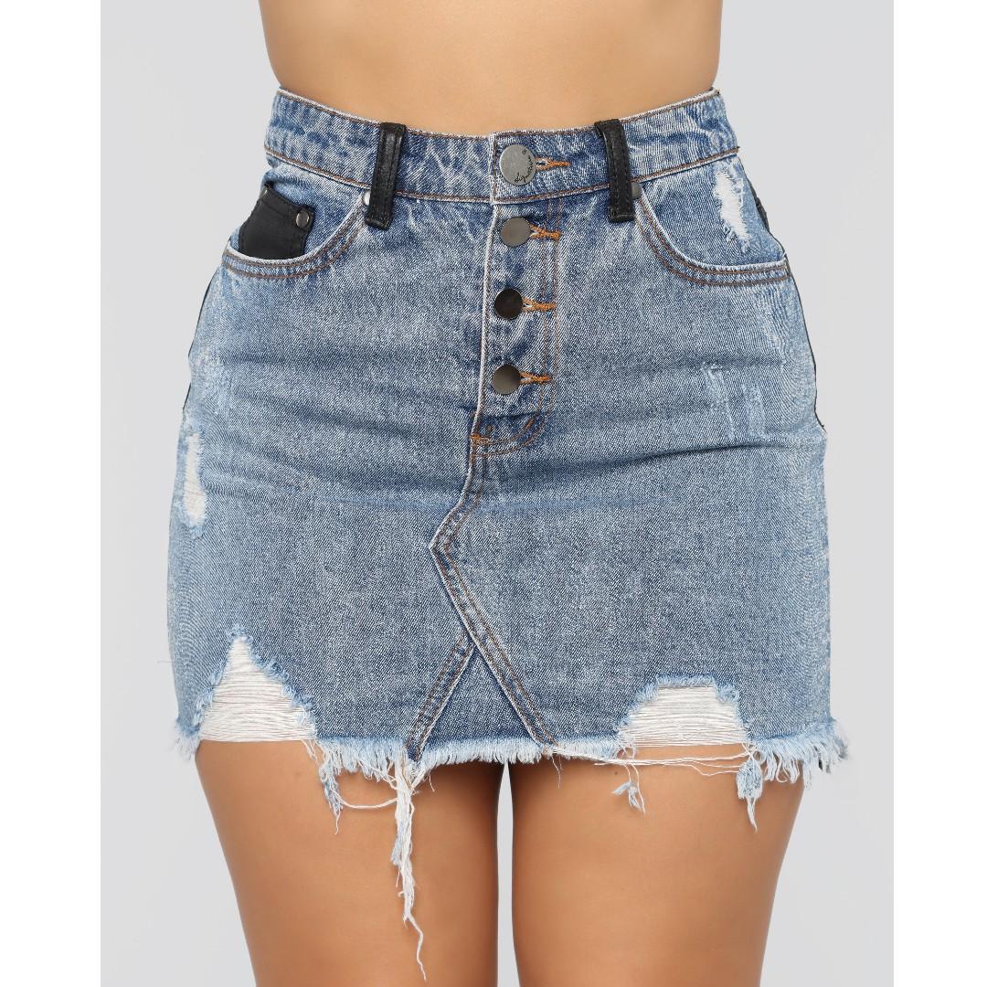 Ripped jean skirt fashion nova clearance