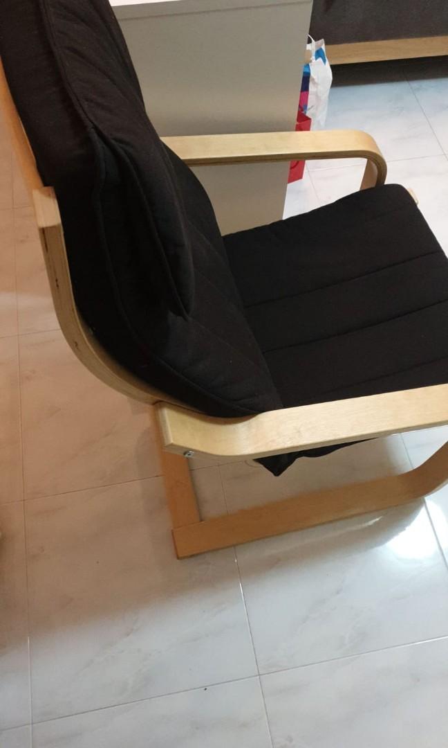 Ikea Poang Armchair Birch Veneer Knisa Black Furniture Tables