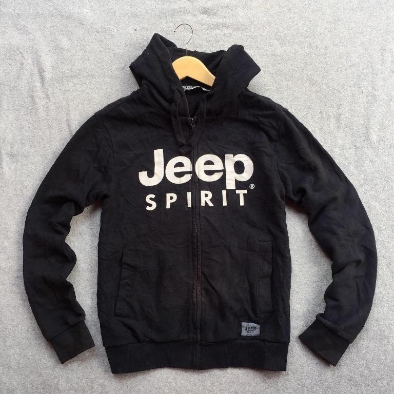 JEEP SPIRIT BLACK ZIP HOODIE Fesyen Pria Pakaian Atasan di