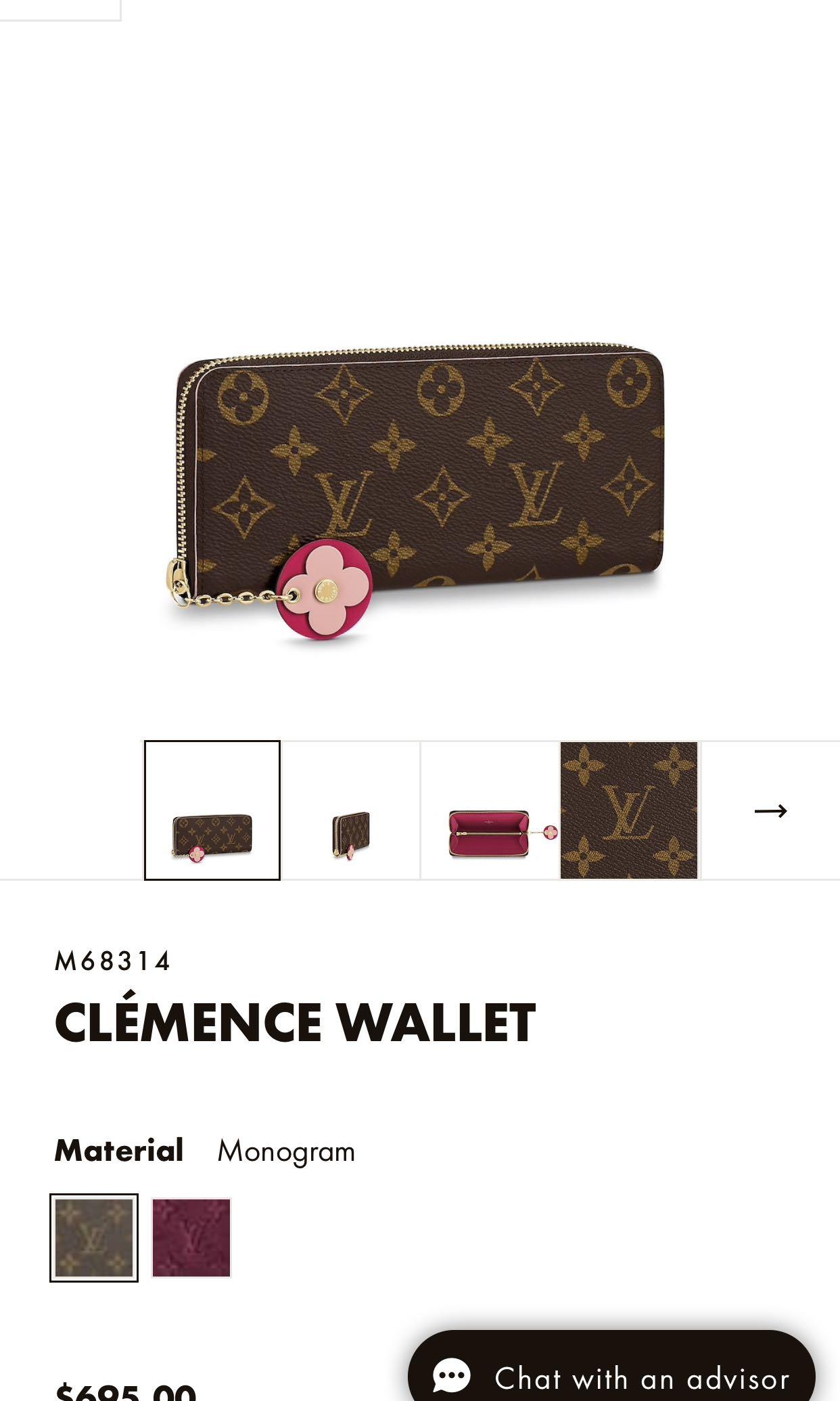 Louis Vuitton Monogram Blooming Flowers Clemence Wallet