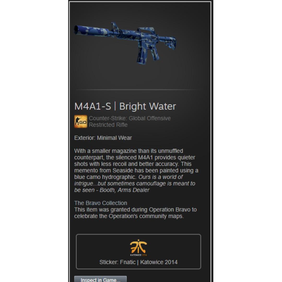 M4a1 S Bright Water Fnatic Katowice 2014 Csgo Cs Go Toys Games Video Gaming In Game Products On Carousell - cs go m4a1 s roblox