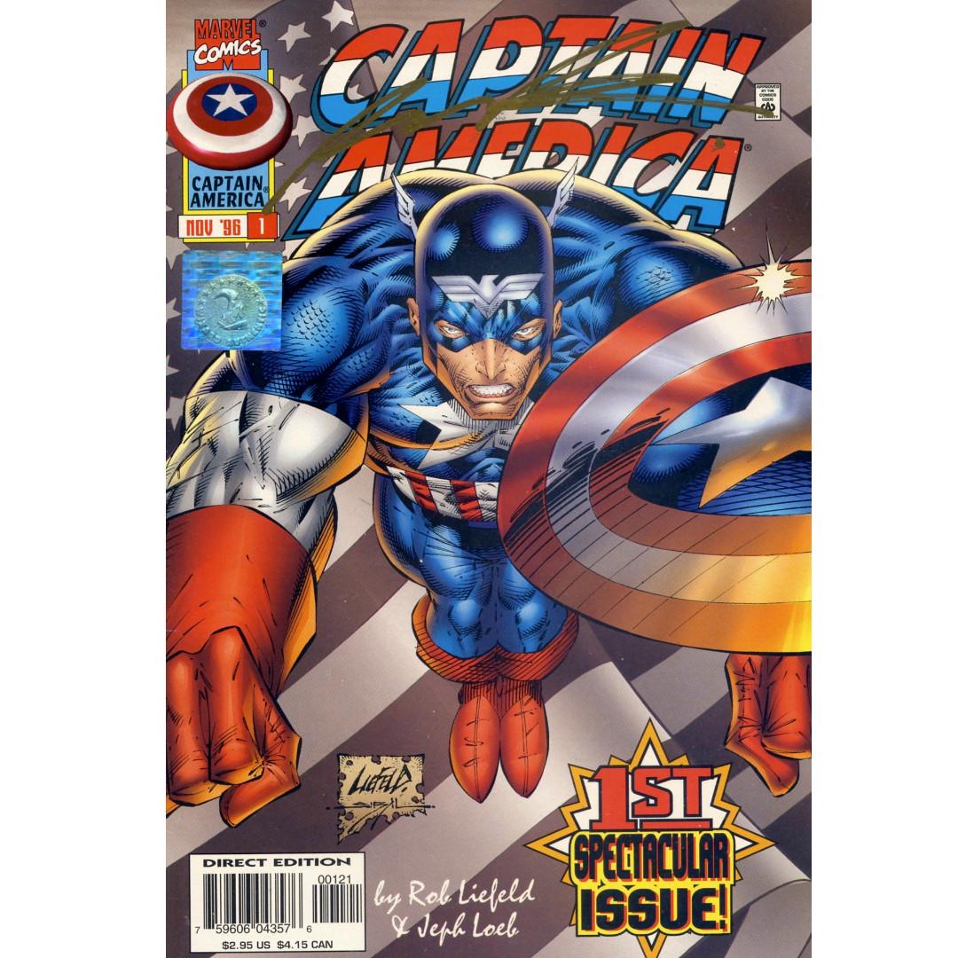 Marvel Comics Captain America 1 Signed By Artist Writer Rob