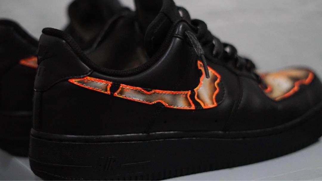 Nike Air Force 1 Burnt Toe Black Customized Men s Fashion Footwear Sneakers on Carousell
