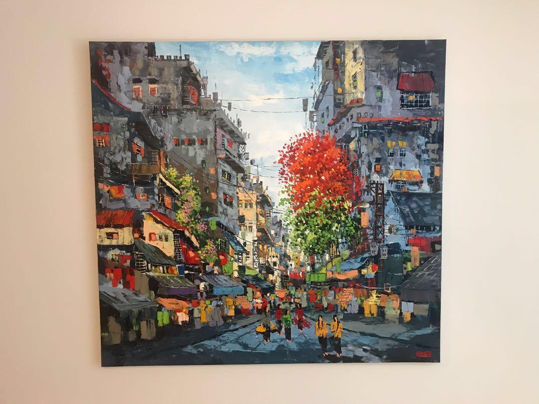 Oil Painting Hanoi Street Design Craft Art Prints On Carousell