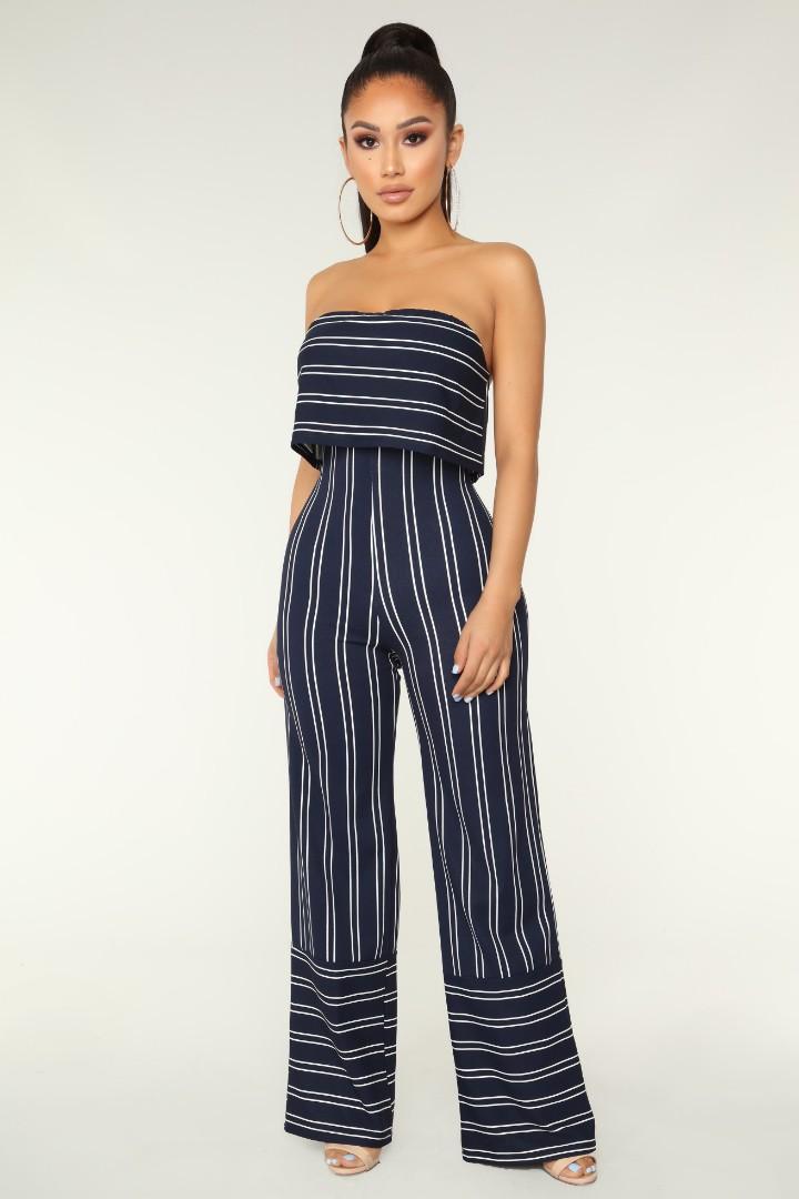 fashion nova striped jumpsuit