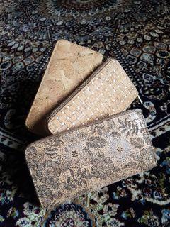 purse eco wallet Rustic wood cork zipper #1010new