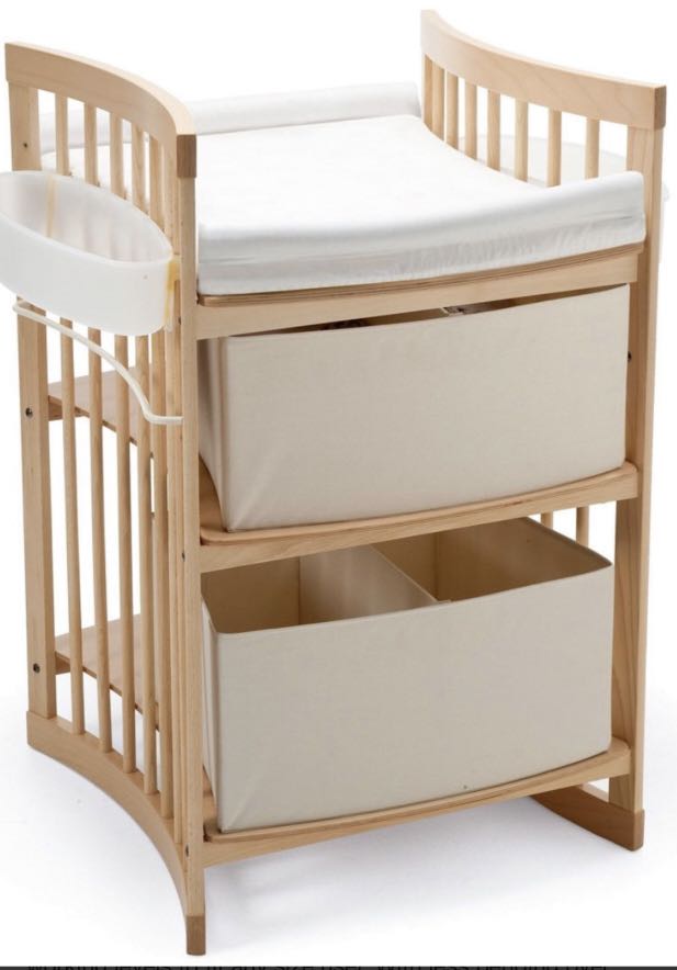 Stokke sleepi system and Stokke Care changing table in natural