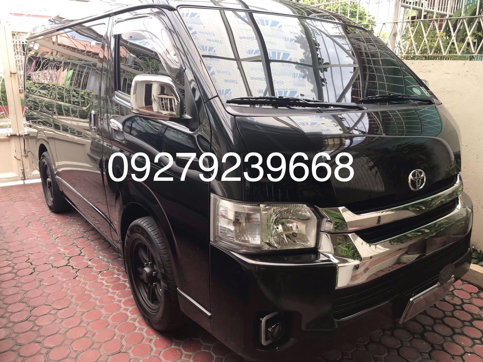 Van for rent Toyota Hiace GL Grandia BIR and DTI Registered (Category: Vehicle Rentals) located in Makati City. Submitted by andrew.afan (Listing ID 239206382, Image 1). Description: Van for Rent with driver BIR and DTI Registered with Official Receipt Services: - Airport Transper/Airport drop - "City drive Tour/ Metro manila - Long Term Lease - Short Term Lease - Company Service/shuttle - Company Outing/Events - Out-Of-Town-Trip - Ilocos,Sagada,