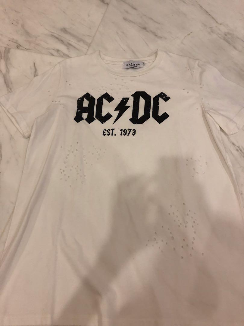 White Acdc Graphic Shirt Women S Fashion Clothes Tops On Carousell