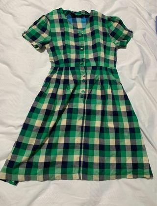 Korea Made Green Checkered Dress