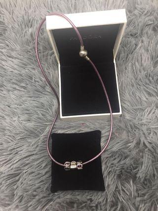 Pandora necklace with 3 charms
