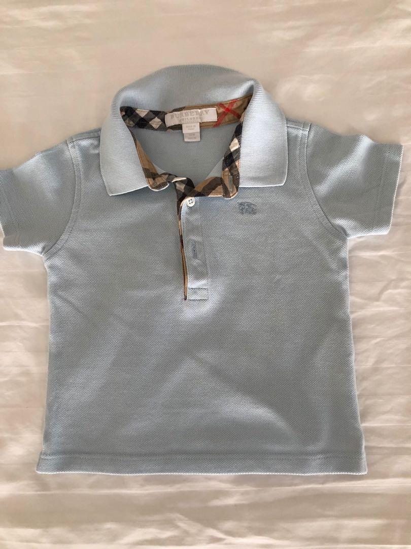 6. Burberry light blue collar shirt polo Size 12 M runs small 9m slightly worn