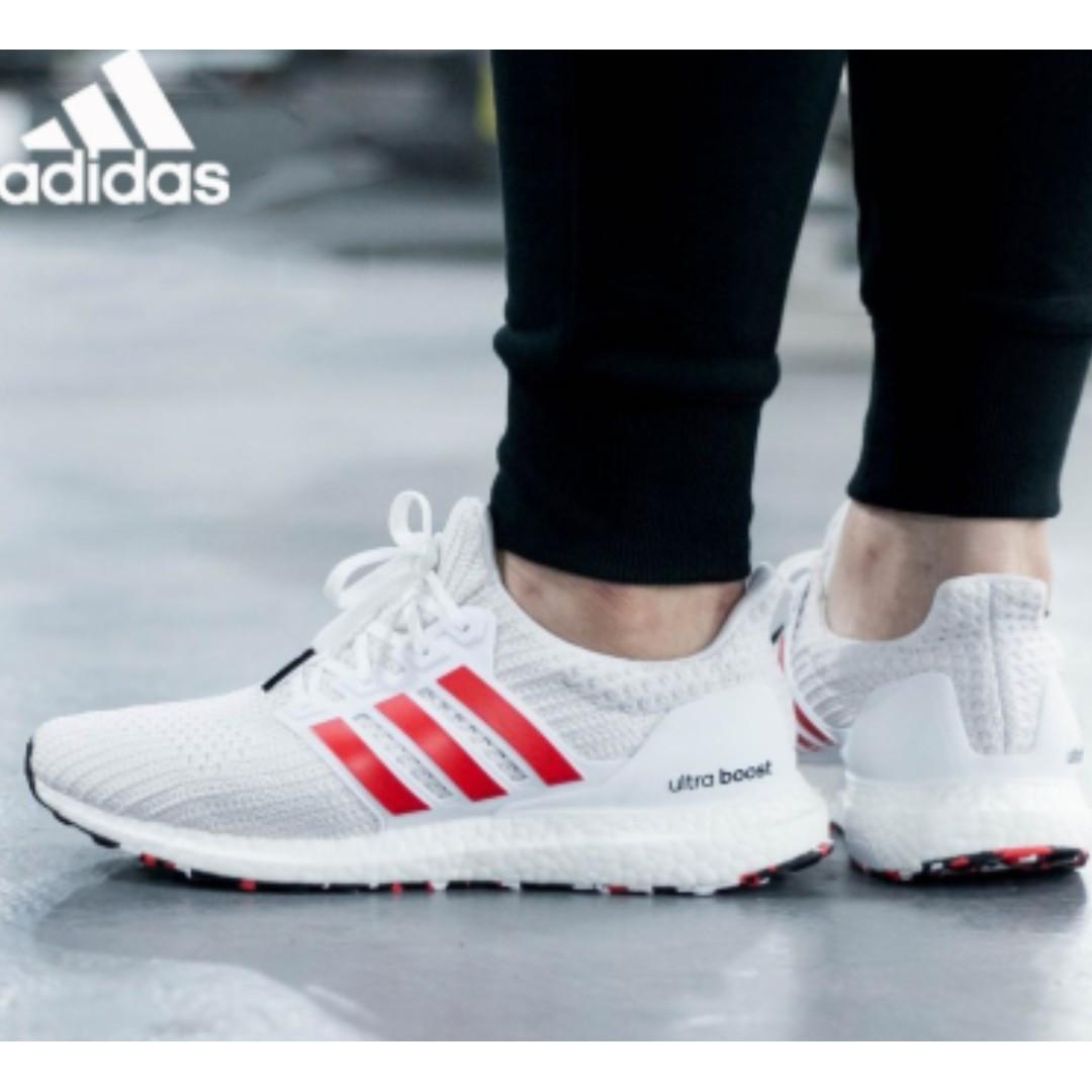 Ultra boost mens red white deals