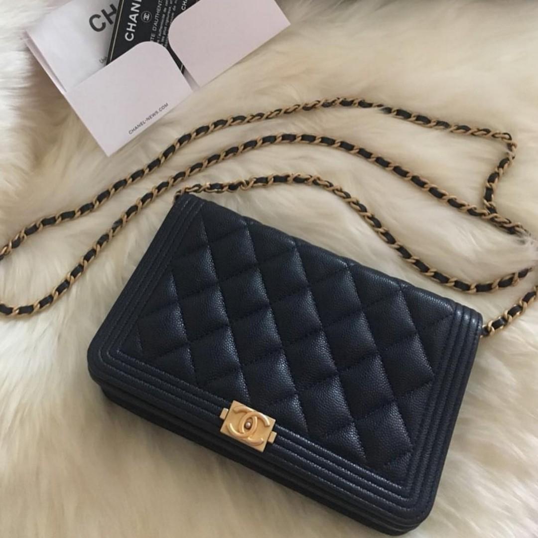 Chanel Black Quilted Patent Leather Boy Wallet On Chain Gold Hardware  20152016 Available For Immediate Sale At Sothebys