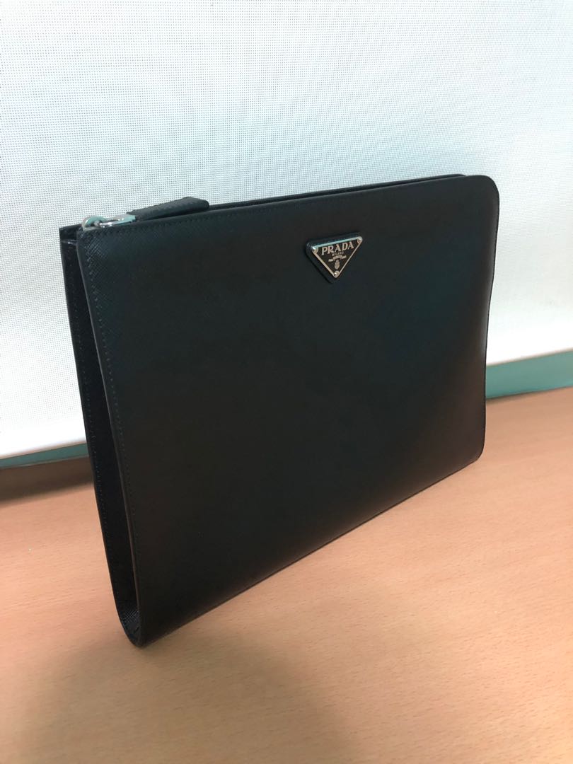 Prada saffiano leather document holder discount