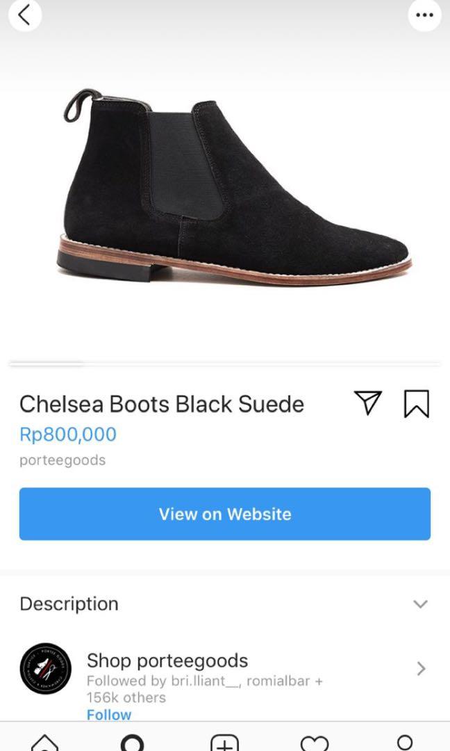 Chelsea Boots Black Suede Porteegoods Fesyen Pria Sepatu Sepatu Boot di Carousell