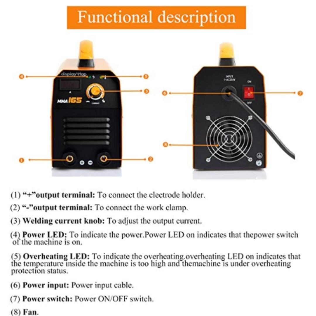 Display4top 200 Amp Inverter Welder ARC MMA 165 Digital Display LCD Hot