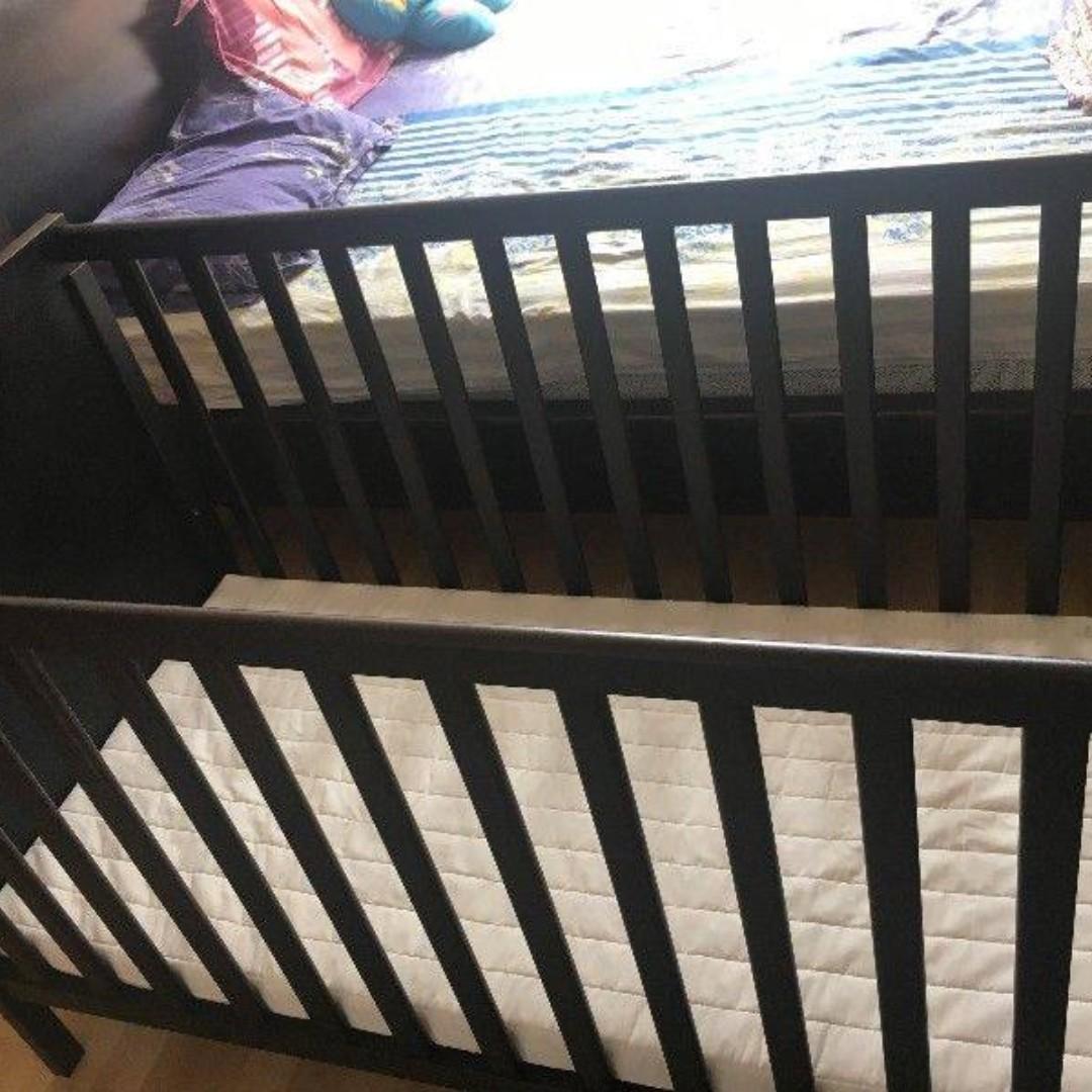Ikea Baby Cot (Coffee Colour) 60 X 120 cm for pickup, Babies & Kids