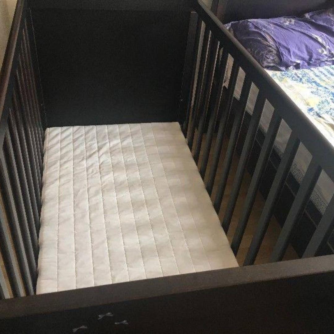 Ikea Baby Cot (Coffee Colour) 60 X 120 cm for pickup, Babies & Kids