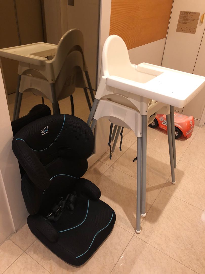 IKEA high chairs x 2 and Car Seat, 兒童＆孕婦用品, 護理及餵哺, 護理及餵哺 嬰兒高腳椅