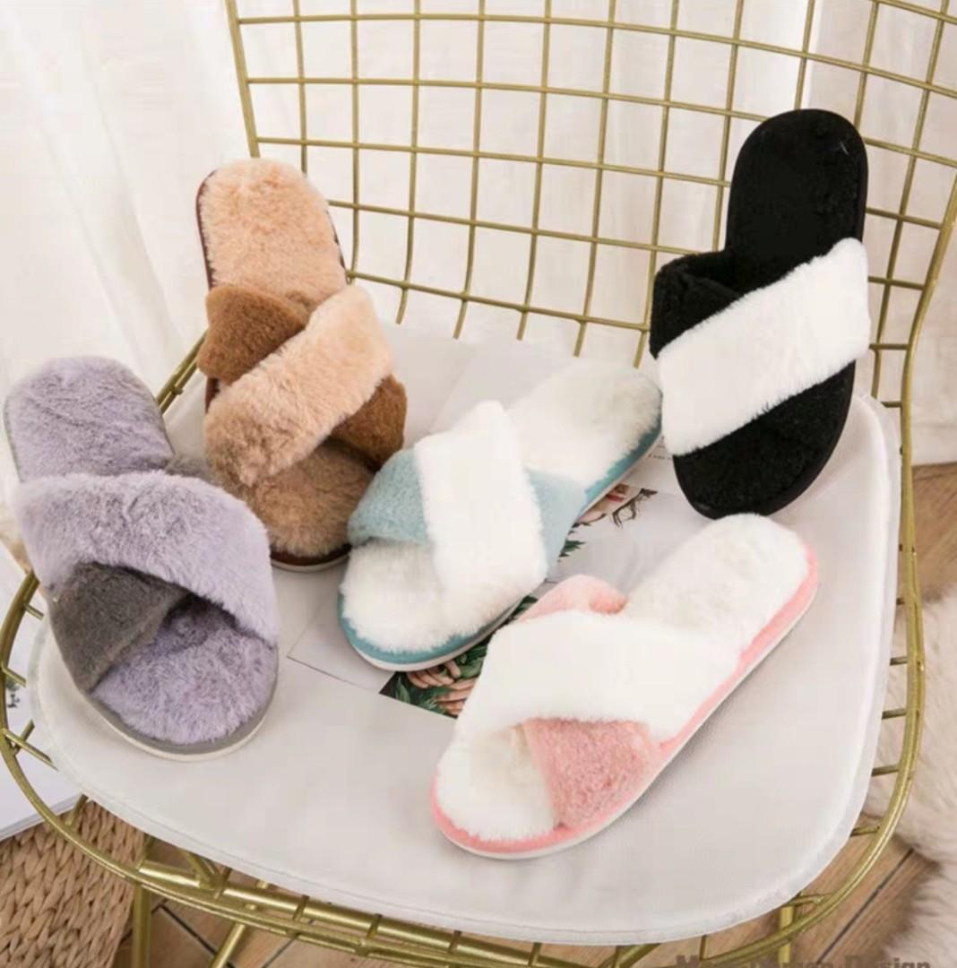 Ladies Gents Furry Bedroom Slippers On Carousell