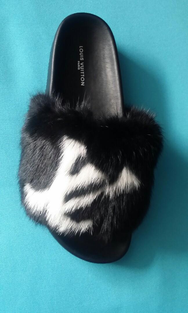 LV Brand FURRY SLIPPERS (Limited Edition), Luxury, Sneakers & Footwear on  Carousell