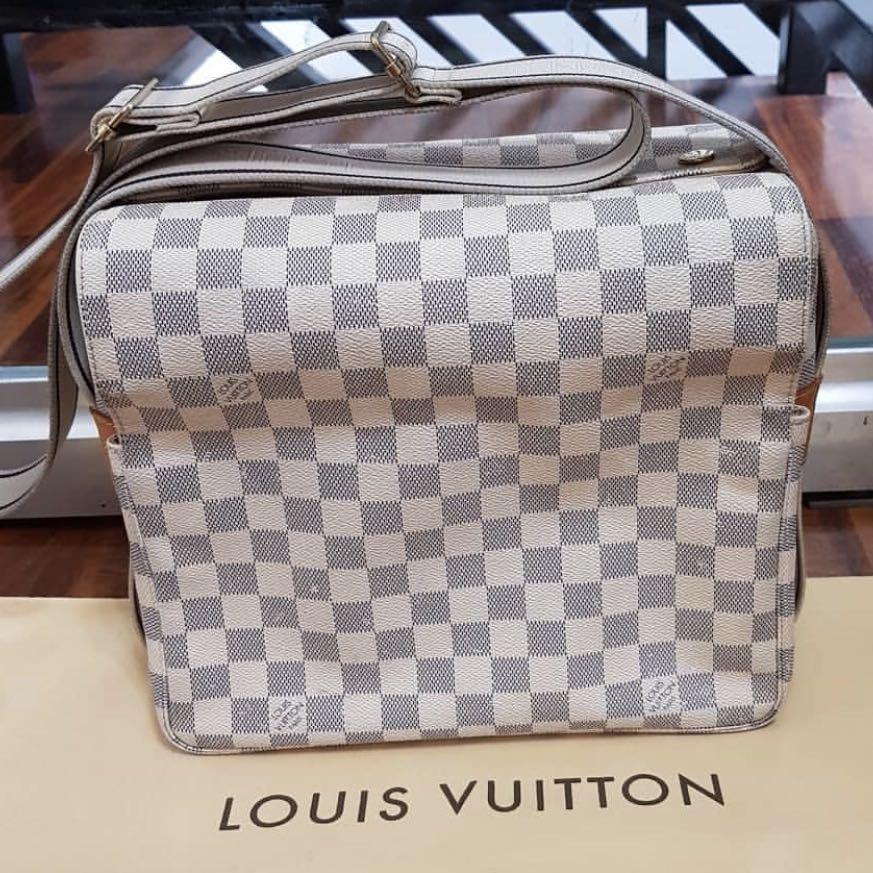 Louis Vuitton Naviglio Damier Azur Canvas White Leather ref.554050 - Joli  Closet