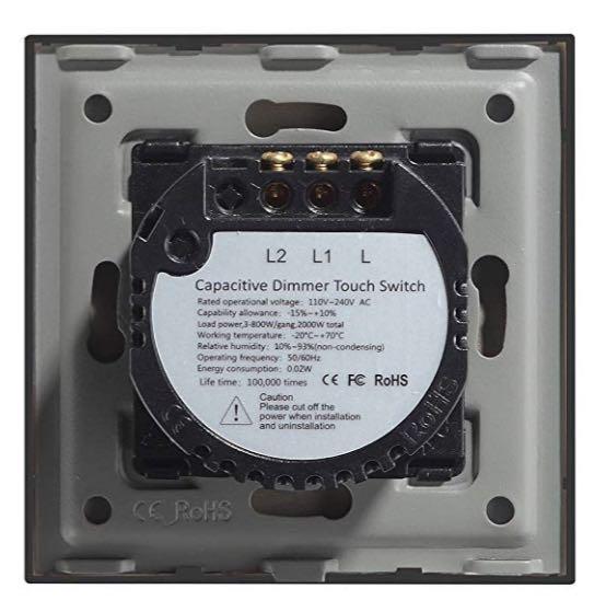 Bseed Dimmer Switches Glass Panel 1 Gang 1 Way 86mm White Led