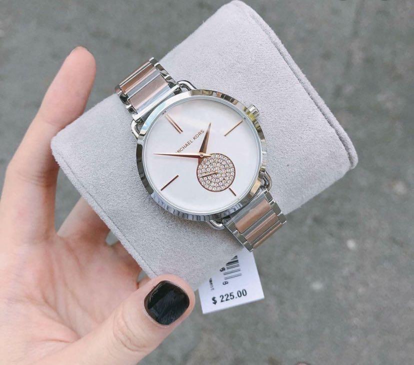 Michael Kors Portia Silver Dial Two Tone Watch MK3709 Women s