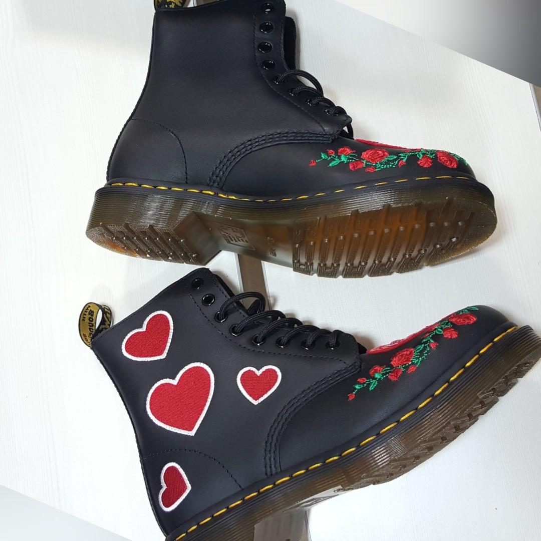 dr martens black with roses