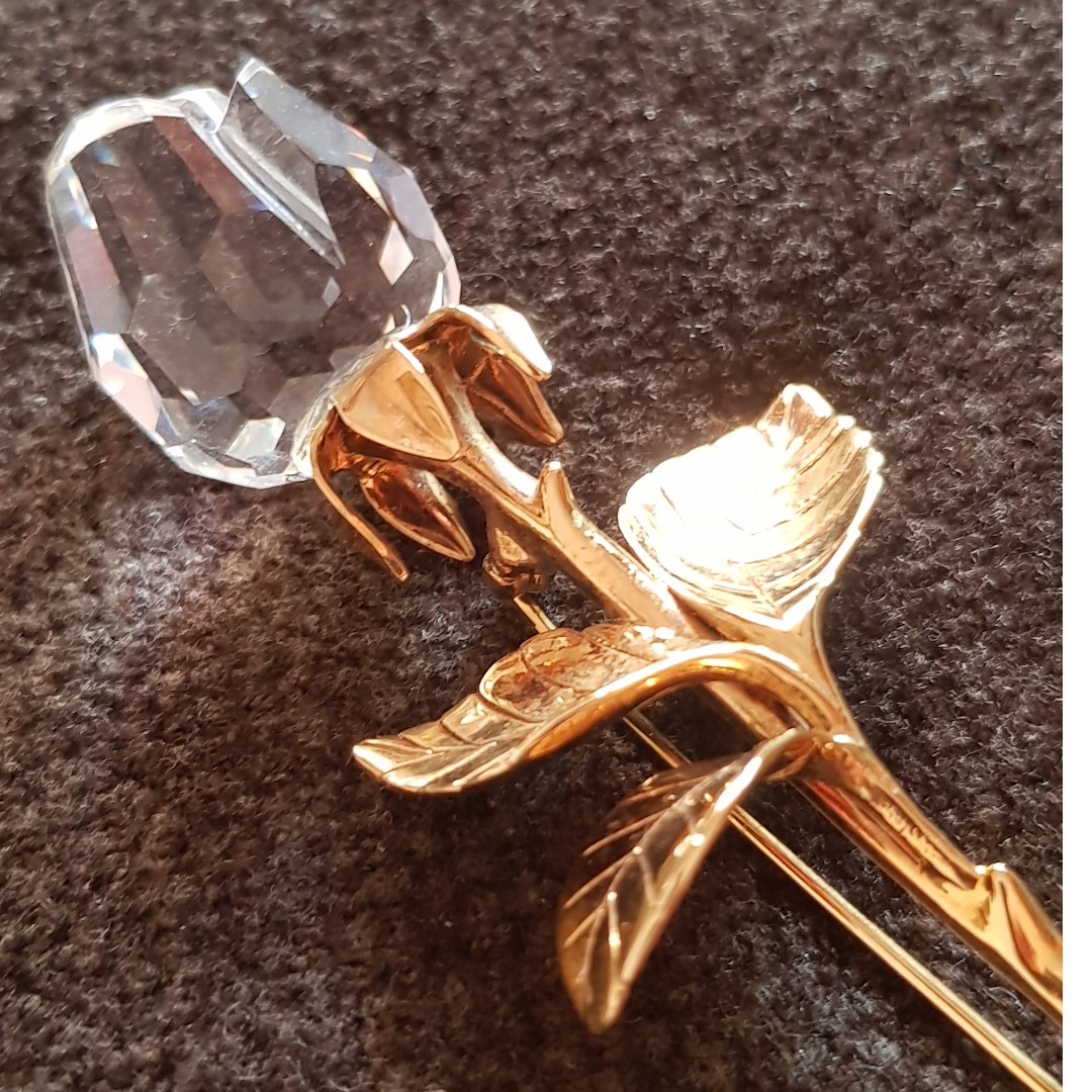 Swarovski crystal rose brooch sale