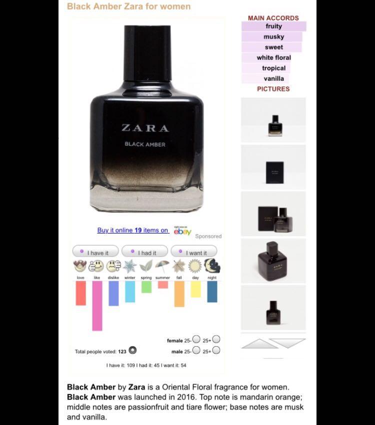 Black Amber Zara Perfume Women's Vanilla Zara Black Amber