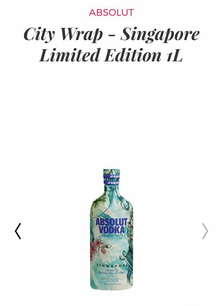 Absolut Vodka 1L Singapore Edition Exclusive in Changi Only, Food