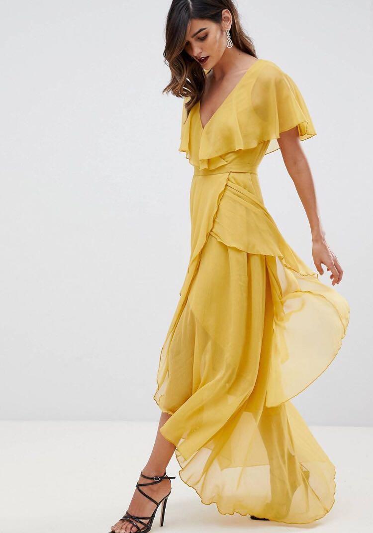 Asos design cape back dipped hem mini dress online