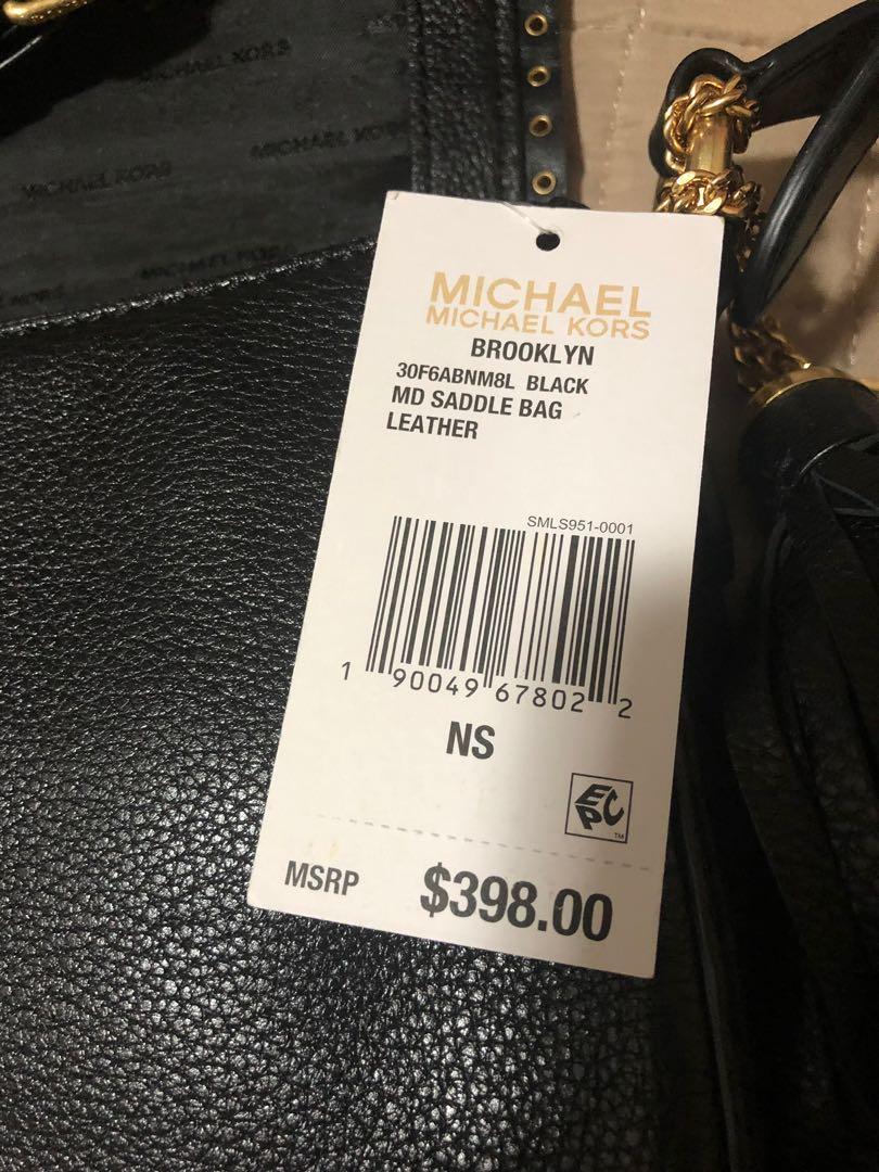 Michael Kors Brooklyn Medium Saddle Bag Black Leather 30F6ABNM8L