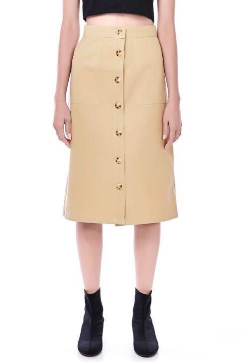 beige button down skirt