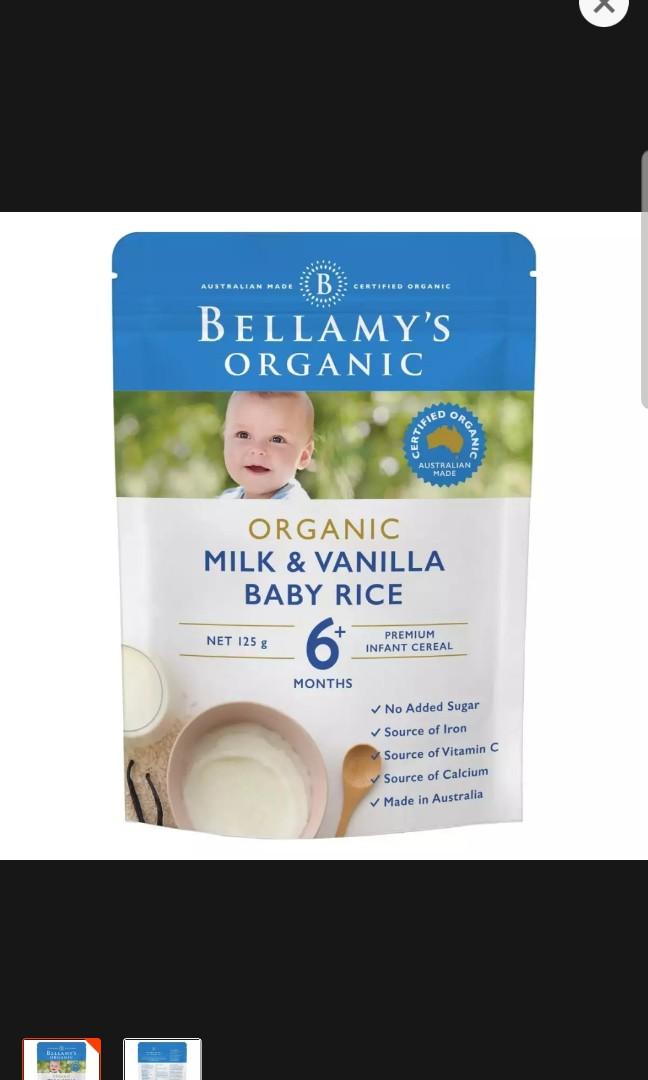 bellamy's organic milk and vanilla baby rice