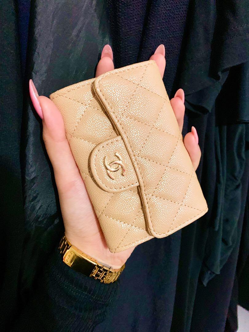 chanel card holder beige