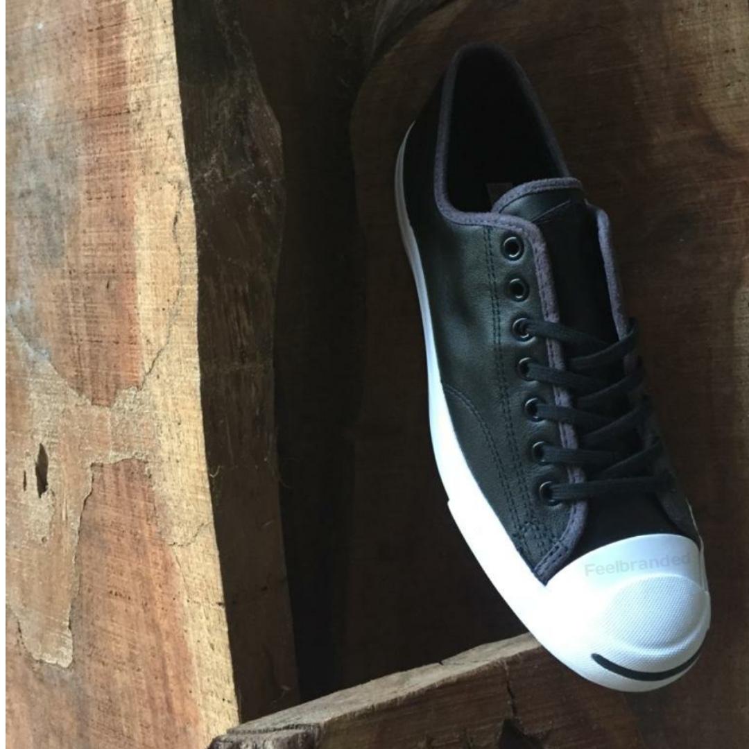 Converse Jack Purcell Leather Ox Black Almost Fesyen Pria Sepatu