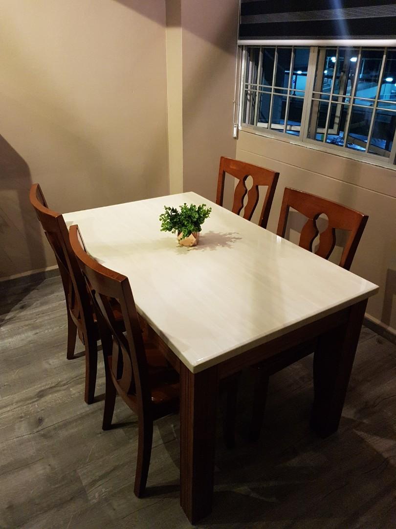 Dining Table Set Marble Top Furniture Tables Chairs On Carousell